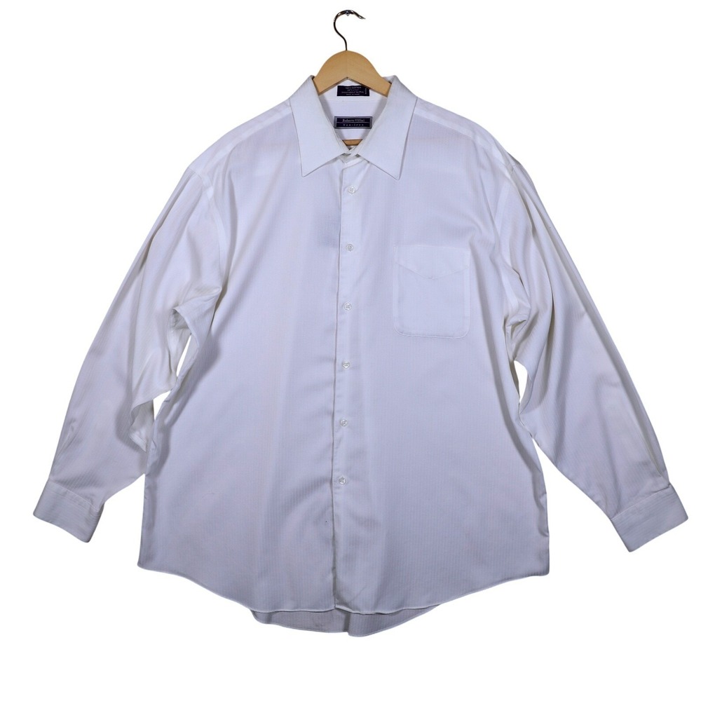 Roberto Villini Mens XXL 18 34-35‎ Non Iron 100% Cotton Dress Shirt